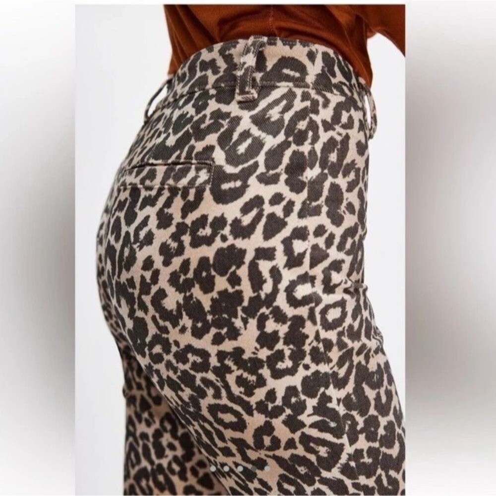 New Free People Molly Slim Pants Neutral Combo Animal Print  Women's 4 Boho Rock - Picture 4 of 14